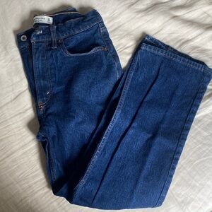 Abercrombie & Fitch Women's High Rise Vintage Straight Leg Jeans - Dark Blue